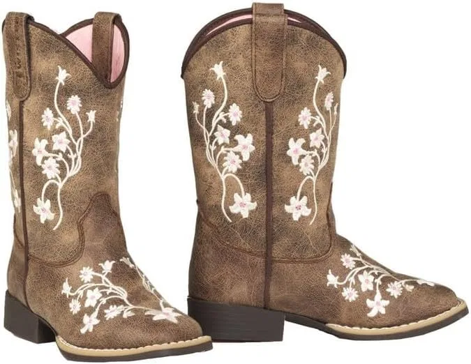Детские сапоги для девочек с квадратным носком Twister Western Boots Girls Lily Square Toe M&F Western Products, Gray Brown — фото 2