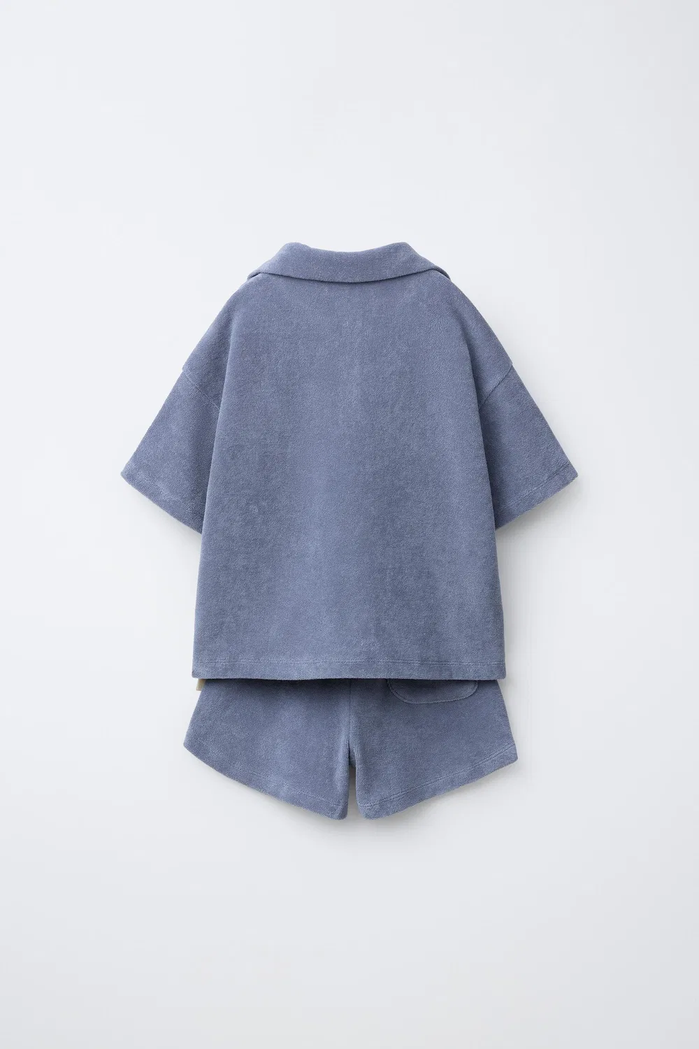 Комплект из махровой рубашки-поло и шорт-бермуд ZARA, Mid-Blue — фото 2