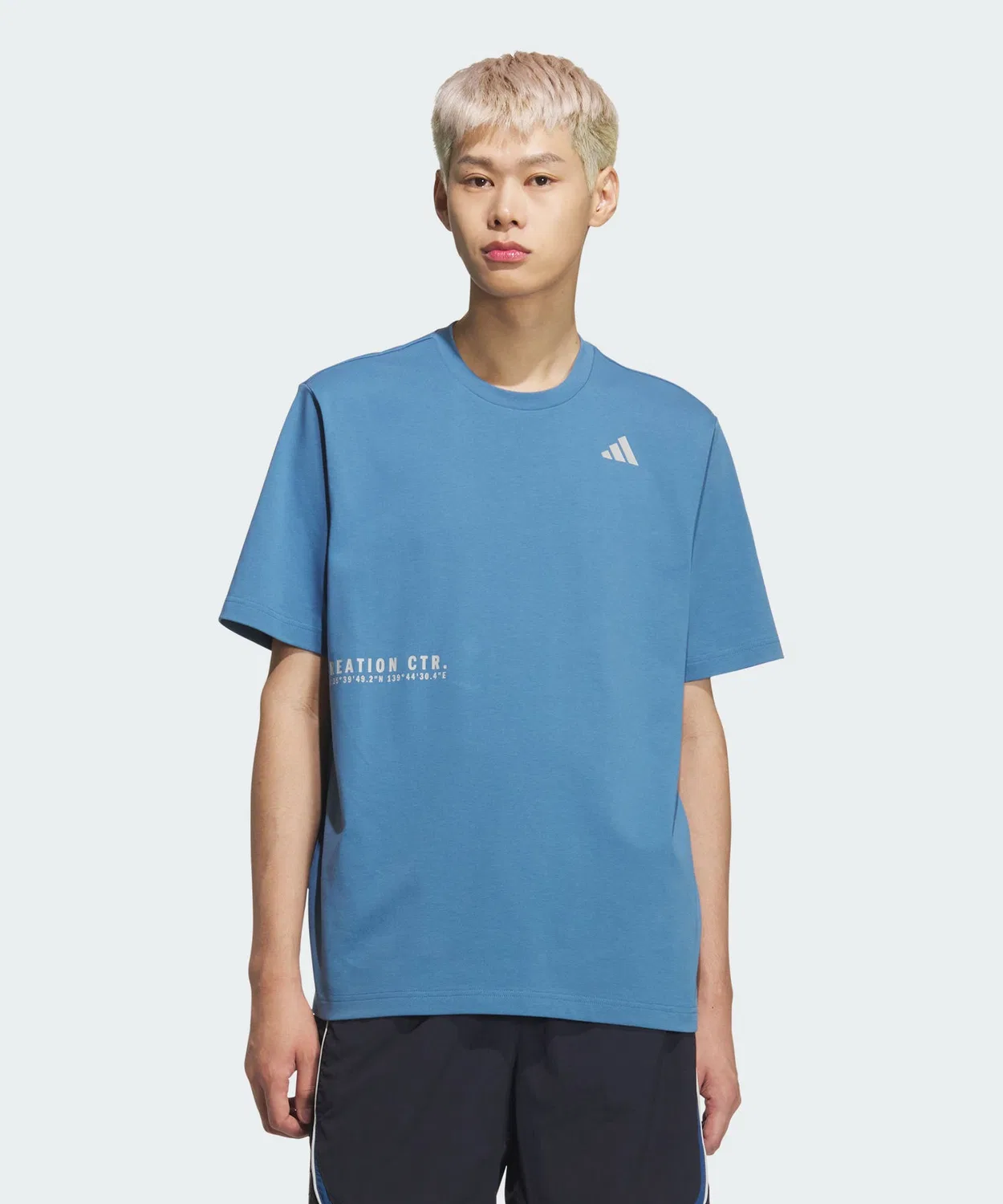 Мужская футболка с коротким рукавом, свободного кроя, Brand Love Adidas, Blue