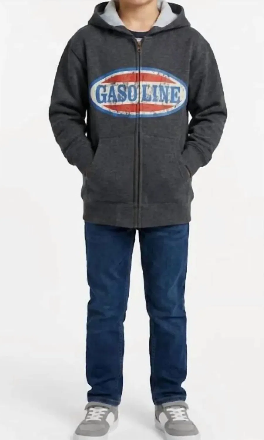 Детское худи с принтом Graphic Hoodie Gasoline, Heather Dark Gray
