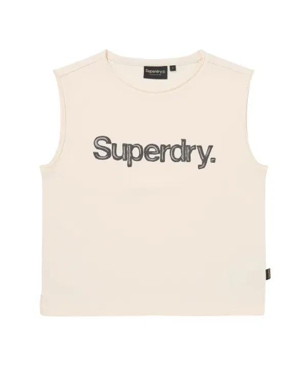 Майка-безрукавка винтажная, W Superdry, кремовый