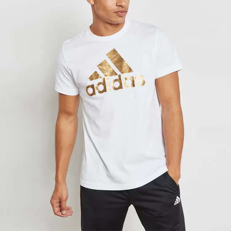 Футболка спортивная с принтом Adidas, белый — фото 4