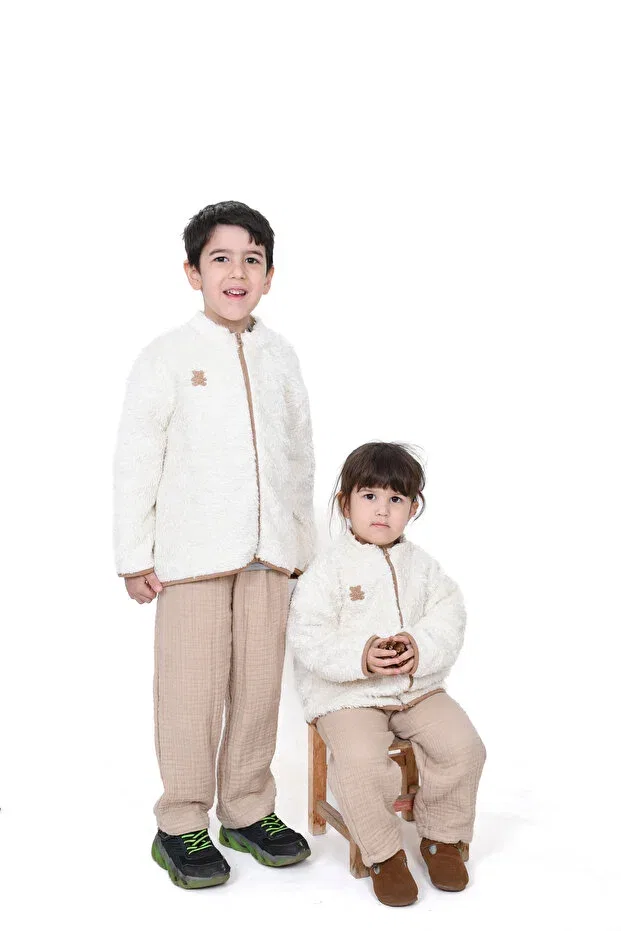 Детская куртка для девочек хлопковая Comfortable children's jacket with organic cotton and muslin lining Generic Brands, Ecru — фото 2