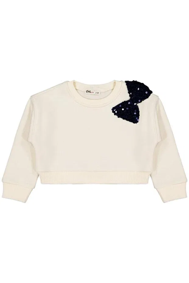 Детские свитшот для девочек с пайетками Sequin bowknot Civil Girls, Ecru — фото 3