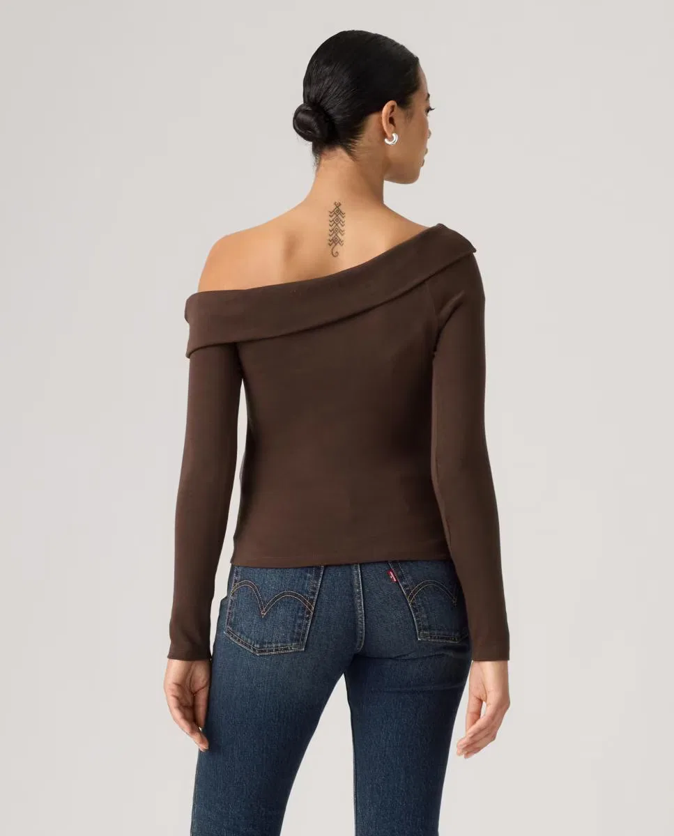 Женская футболка с длинным рукавом, Escote Asimétrico, Levi's, темно-коричневый — фото 2