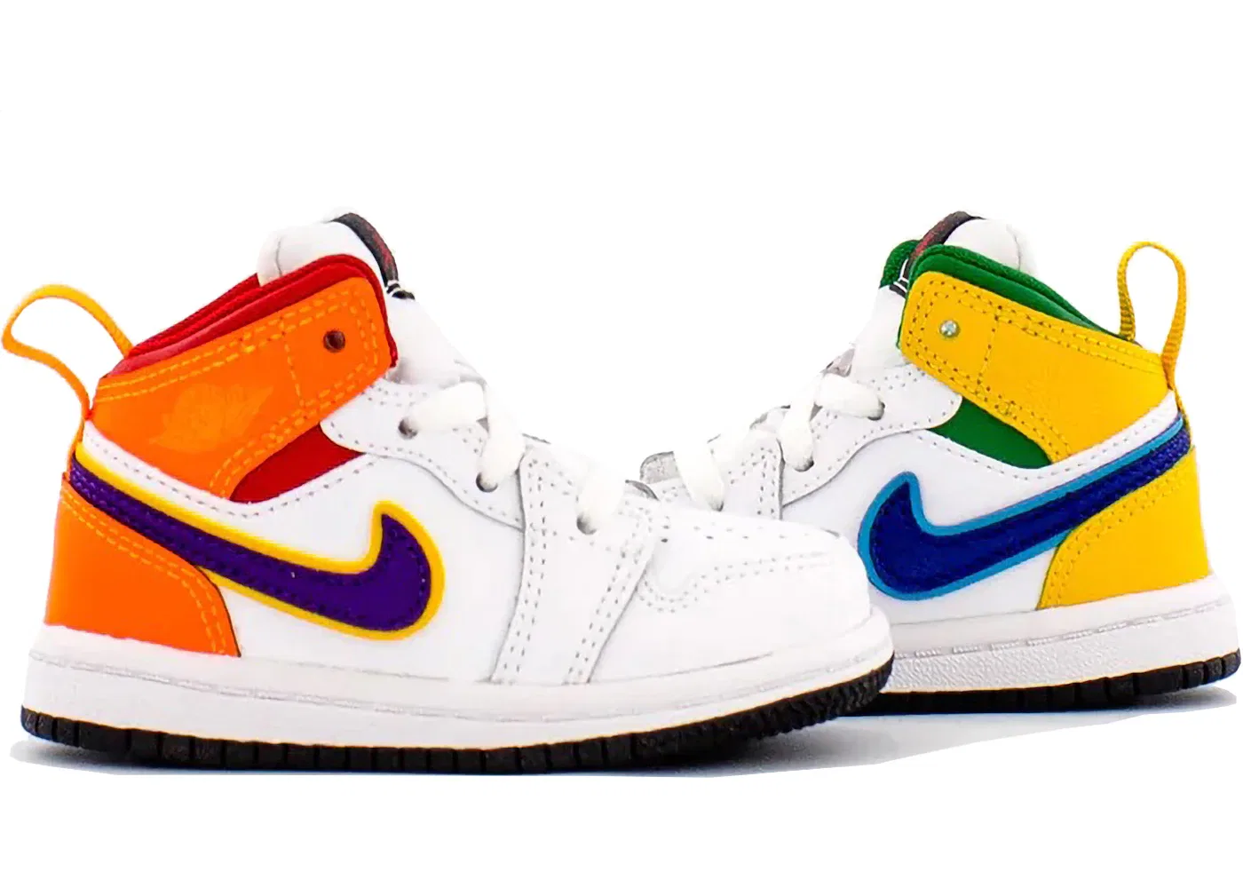 Детские кроссовки Lifestyle с принтом Jordan 1 Mid Alternate Multi-Color Jordan, White/Total Orange/University Red/Court Purple