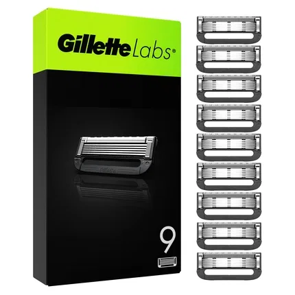 Лезвия для бритвы GilletteLabs, 9 шт., Зеленый/Черный