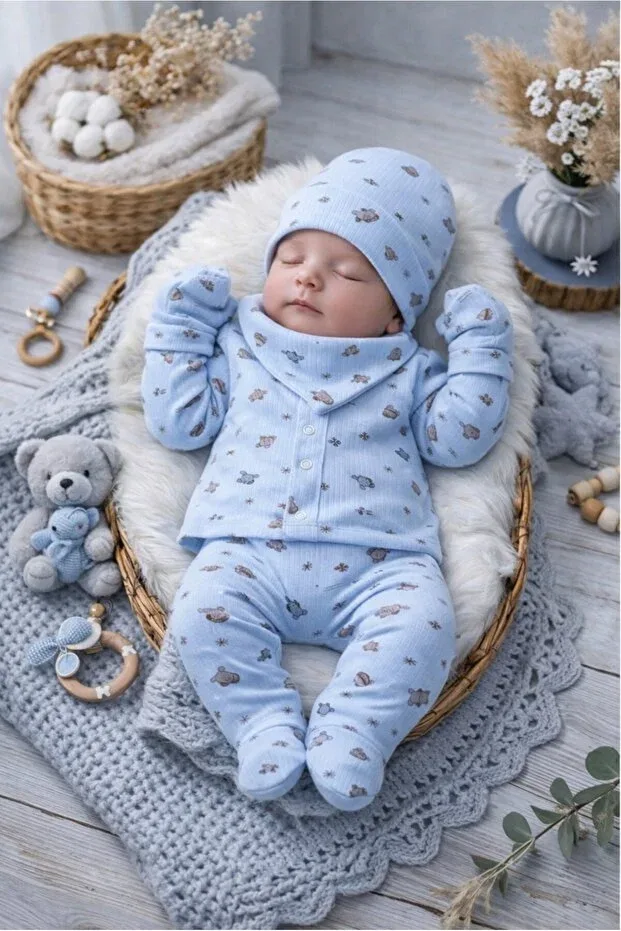 Детский комплект для новорожденных мальчиков хлопковый Enia Baby, Blue