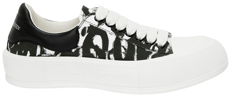 

Кроссовки Alexander McQueen Deck Plimsoll 'Graffiti - Black White', черный