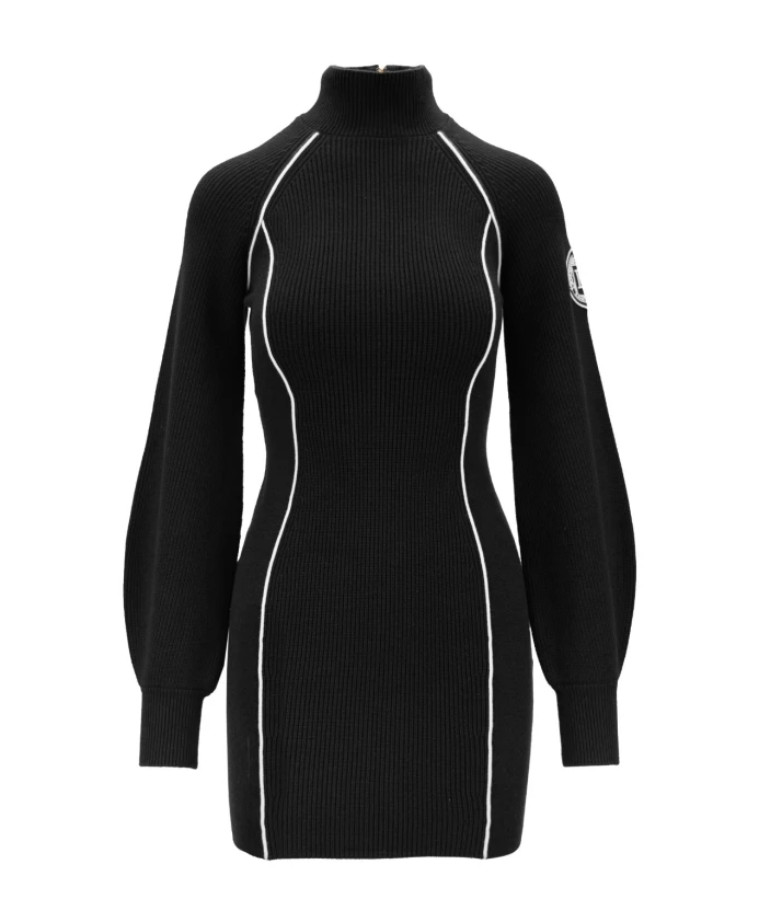 

Короткое вязаное платье с высоким воротником Elisabetta Franchi, черный