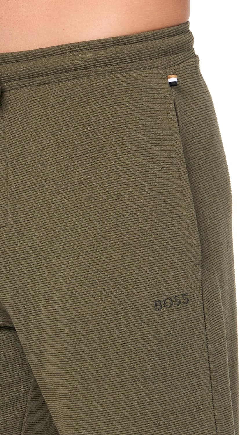 BOSS Мужские мягкие ребристые шорты, Pewter Green — фото 3