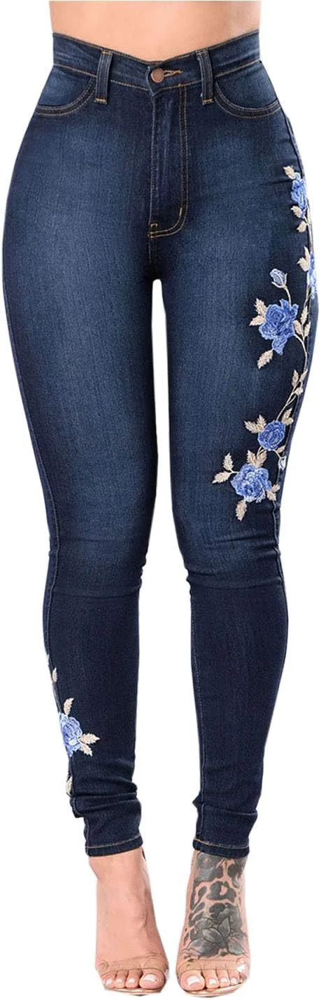 

Женские джинсы-леггинсы Flygo Slim с вышивкой