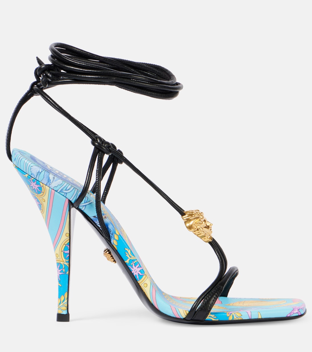 Сандалии La Medusa из печатной кожи, Azue/Многоцветный золотой Versace, Azue/Multicolor Versace Gold — фото 4
