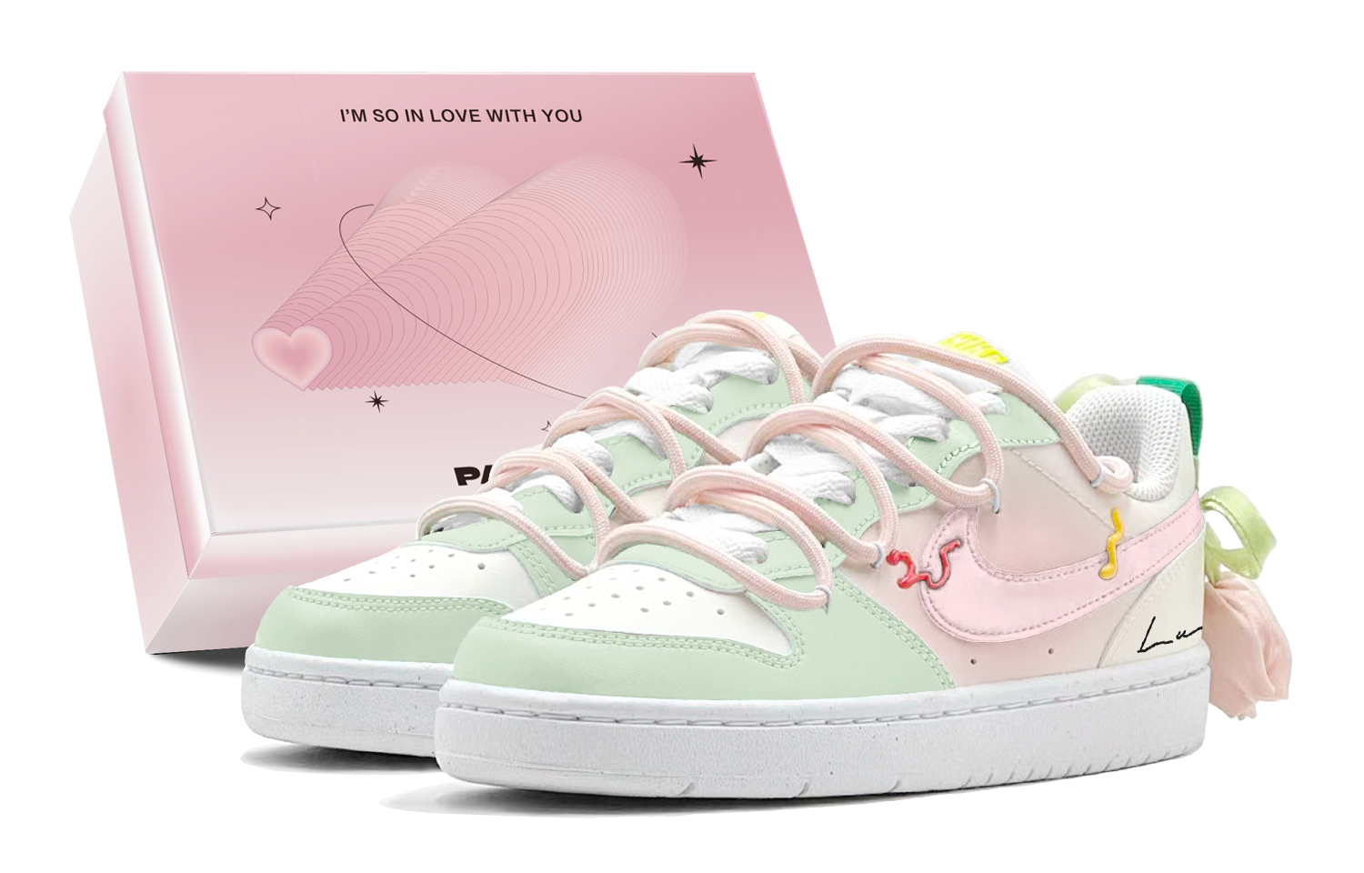 

Nike Кроссовки для скейтбординга Court Borough Pink Green Tulip Low top Kids' Pink