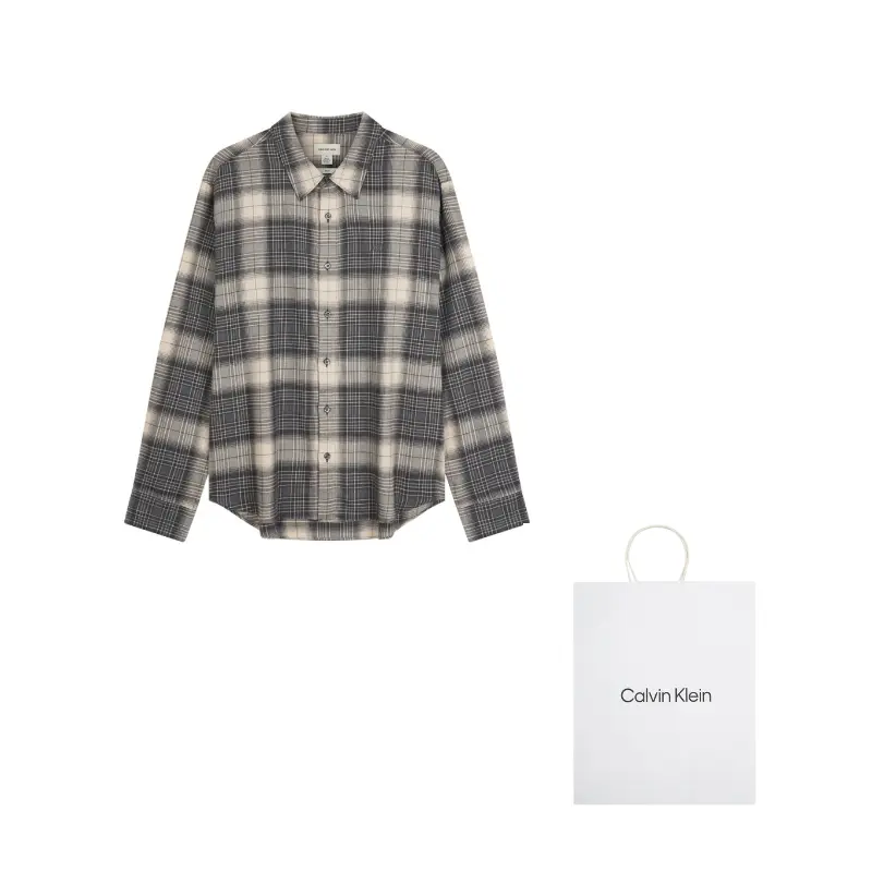Calvin Klein Рубашка мужская UB1 Light Gray Ecru Plaid