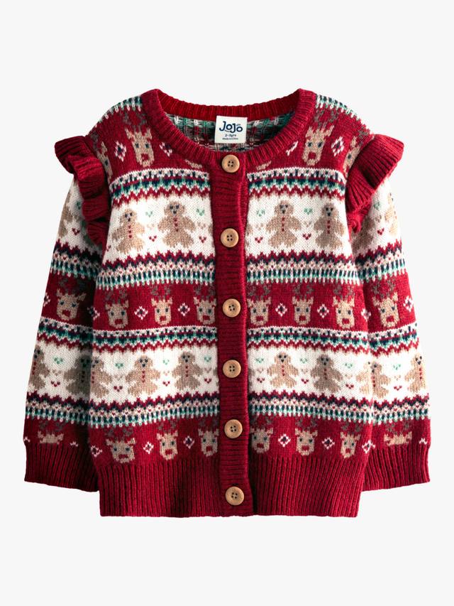 

Детский кардиган с оленями в стиле фэр-айл и рюшами JoJo Maman Bébé, Multi