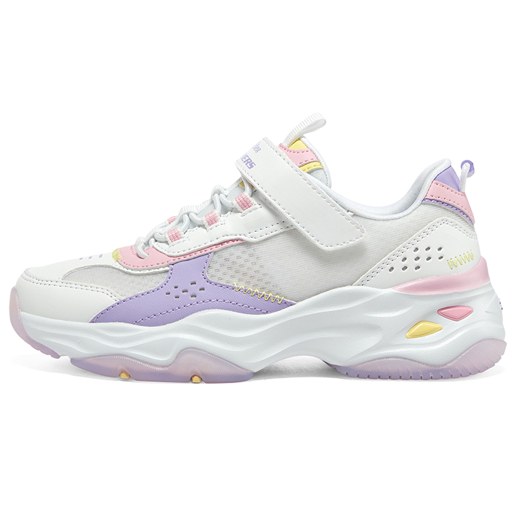 

Износостойкие дышащие детские повседневные кроссовки Kids' Skechers, белый/фиолетовый