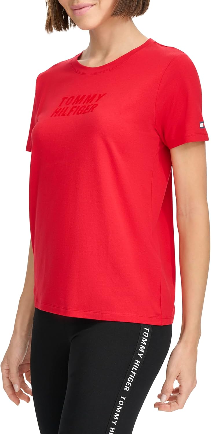 Женская футболка с короткими рукавами и монохромным логотипом Tommy Hilfiger, Rich Red — фото 3
