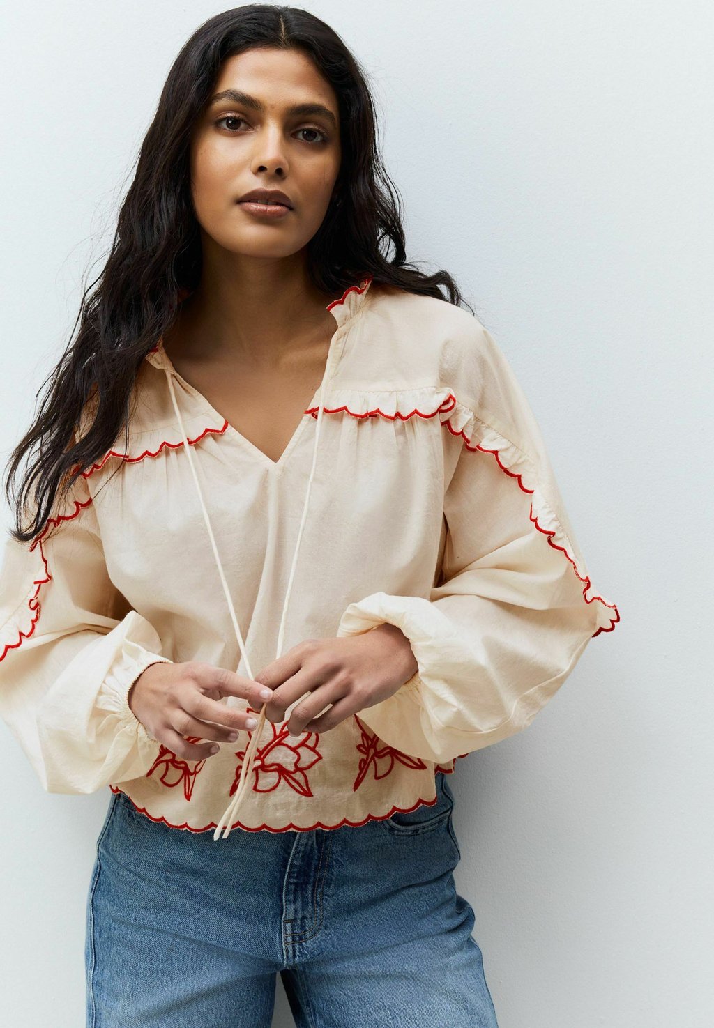 

Блуза EMBRIODERED LONG SLEEVE Next, молочный