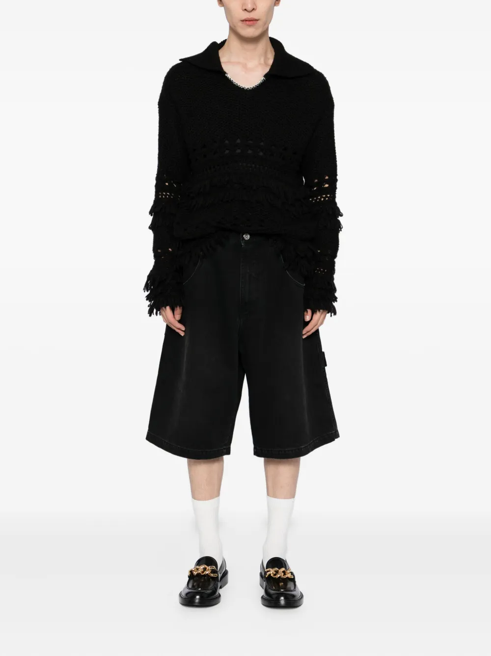 Джинсовые шорты с эффектом потертости VETEMENTS, черный — фото 2
