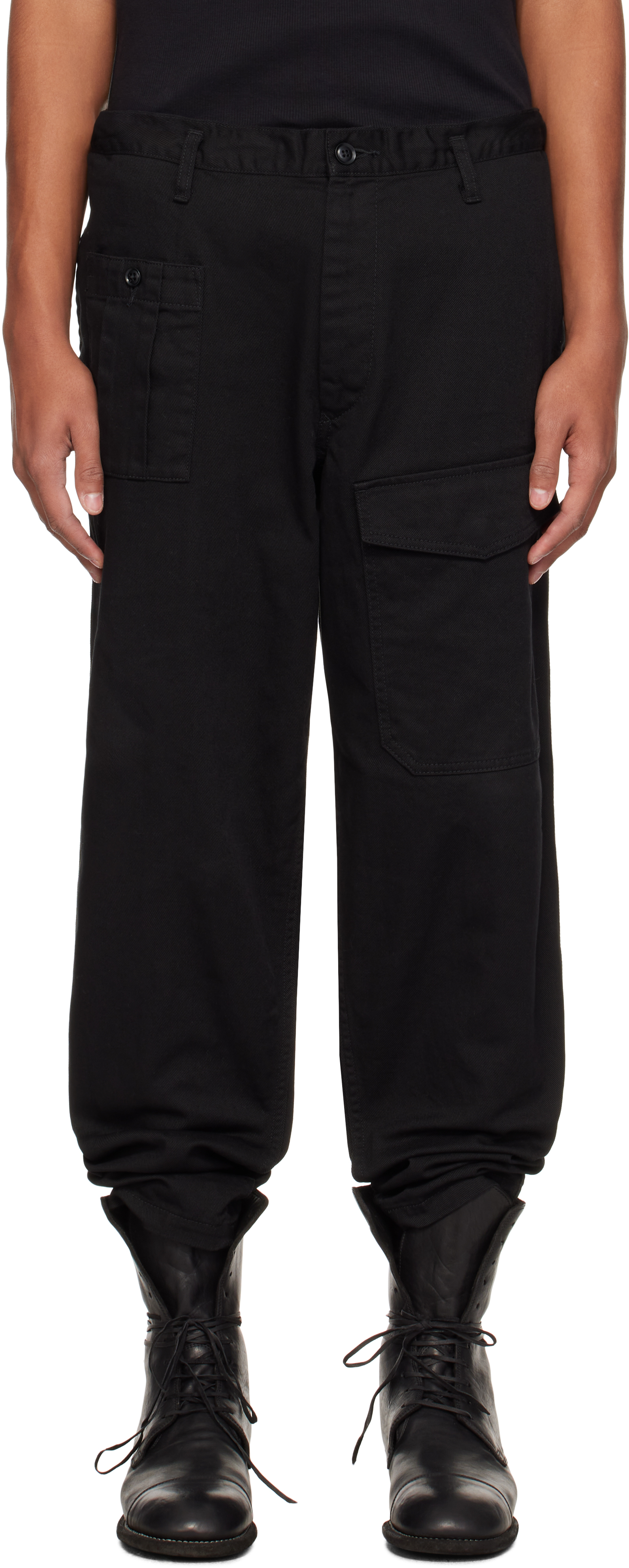 

Скандал Кацураги No Tuck W брюки-карго YOHJI YAMAMOTO, черный