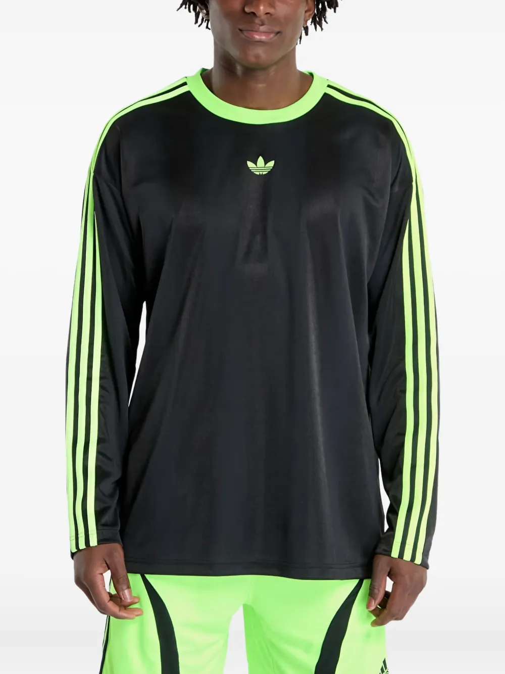 Жаккардовая футболка с длинными рукавами Adidas, черный — фото 3