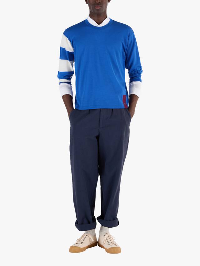 

Свитер с рукавами в полоску из мериносовой шерсти John Smedley, Jay Blue/Snow White