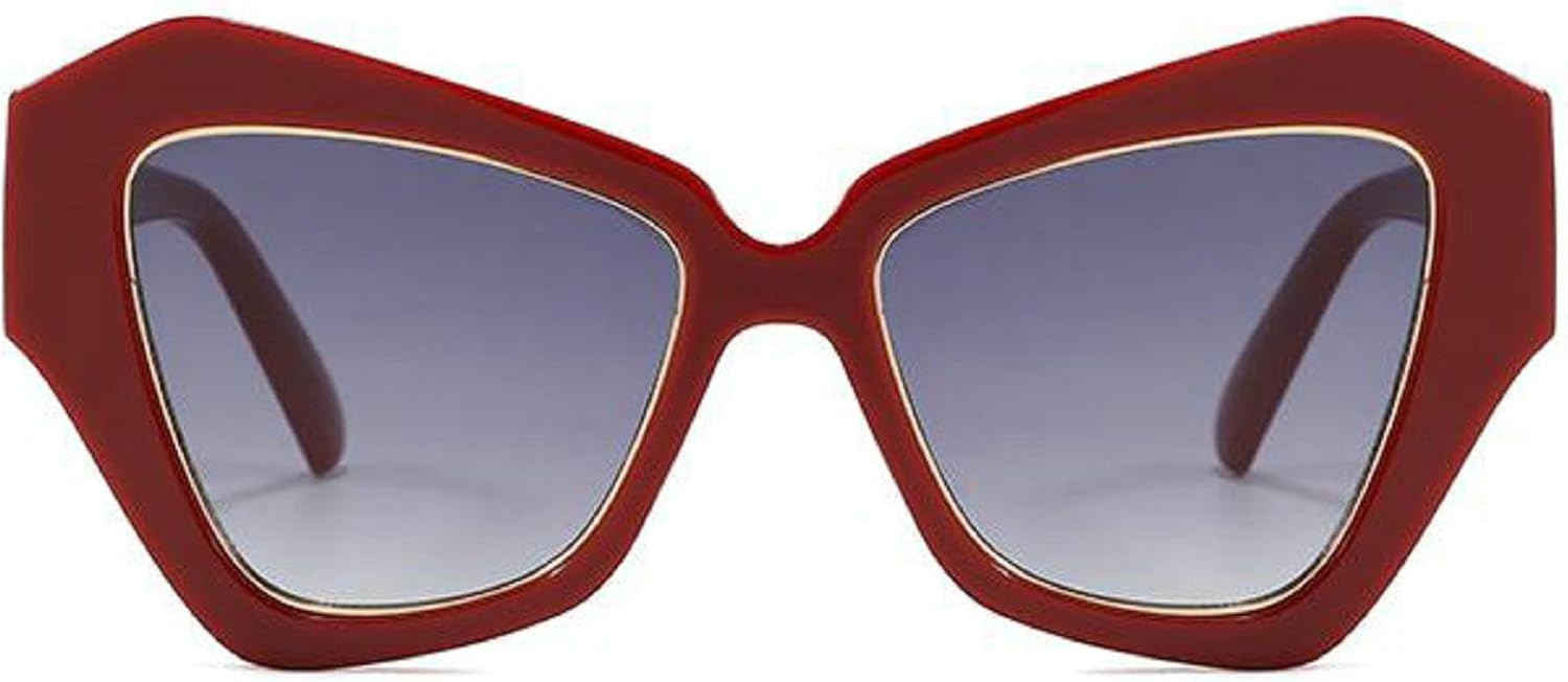 

Ретро-солнцезащитные очки «кошачий глаз» с многоугольными линзами для женщин, защита от УФ-излучения UV400, модные солнцезащитные очки с градиентным переходом для мужчин mincl, Red Gray