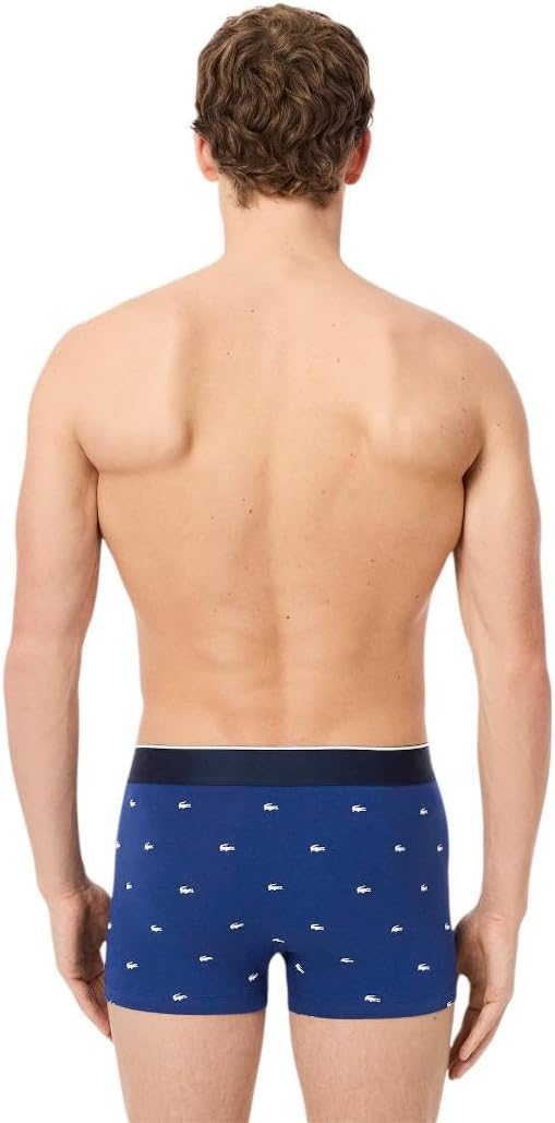 Трусы мужские Lacoste, 3 шт, хлопок с эластаном, принт крокодил, Blue/Grey/Red — фото 3