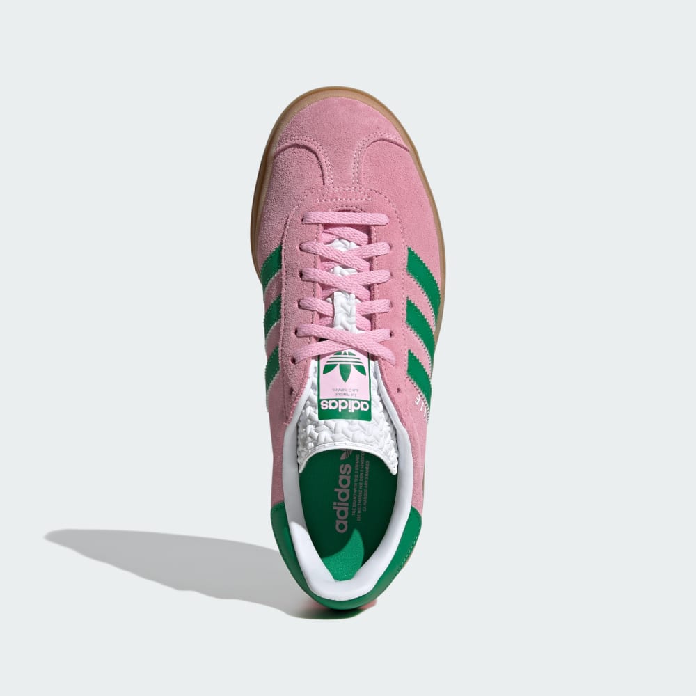 Кроссовки на платформе Adidas Gazelle Bold Shoes, цвет True Pink/Green/Cloud White — фото 3