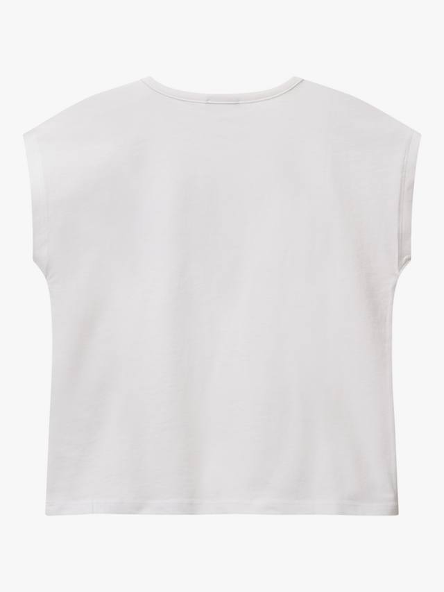 Детская футболка без рукавов с блестками и вышивкой Benetton, Optical White — фото 2