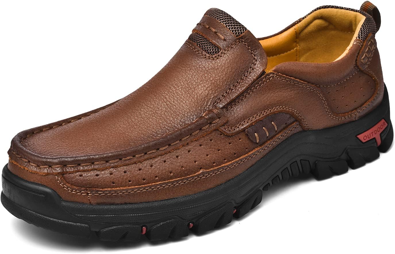 

Мужские лоферы повседневные обувь слипоны дышащая кожаная для ходьбы Freeior, коричневый