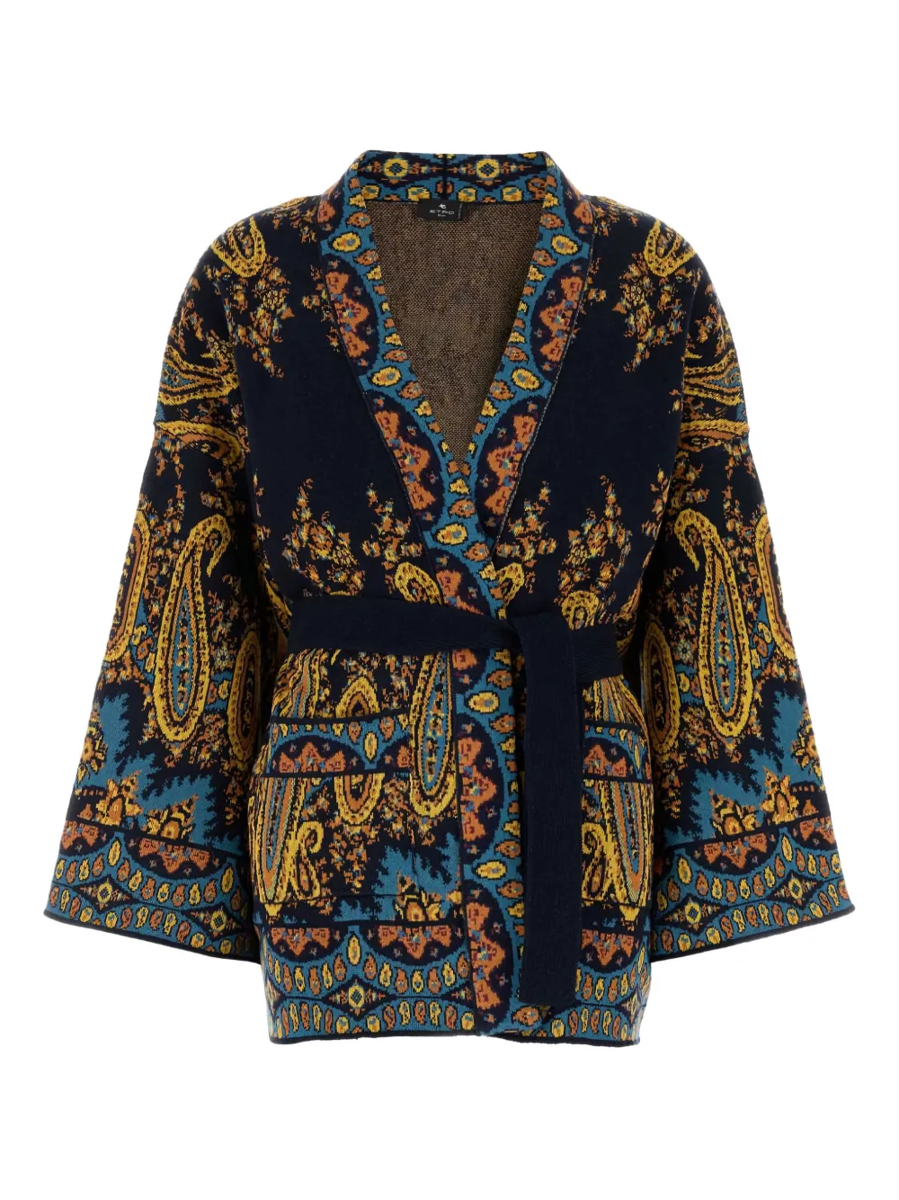 

Кейп с поясом и узором пейсли ETRO, черный