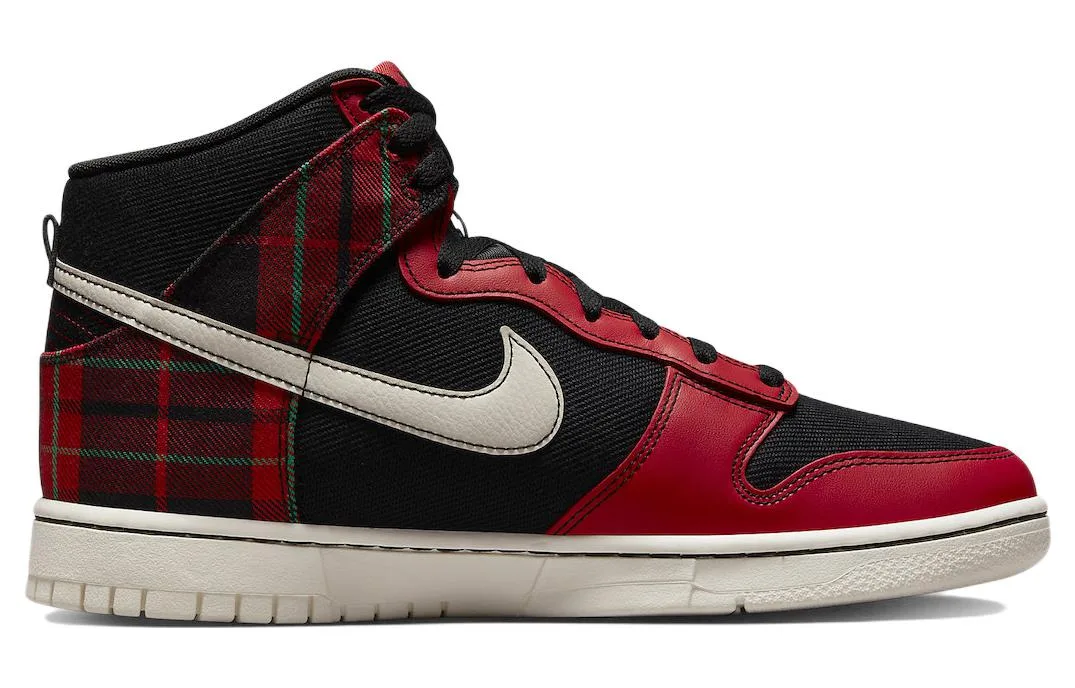Nike Кроссовки Dunk High Se Tartan Plaid Black University Red — фото 4