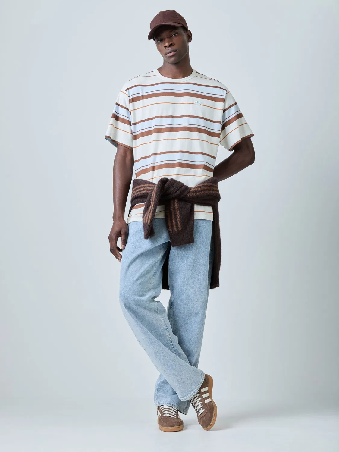 Футболка с горизонтальными полосами, модель White Stripe, adidas Originals, белый — фото 2