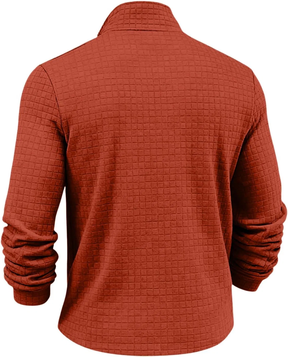Мужская длинная футболка с вафельным узором Quarter Zip, Vermilion — фото 3