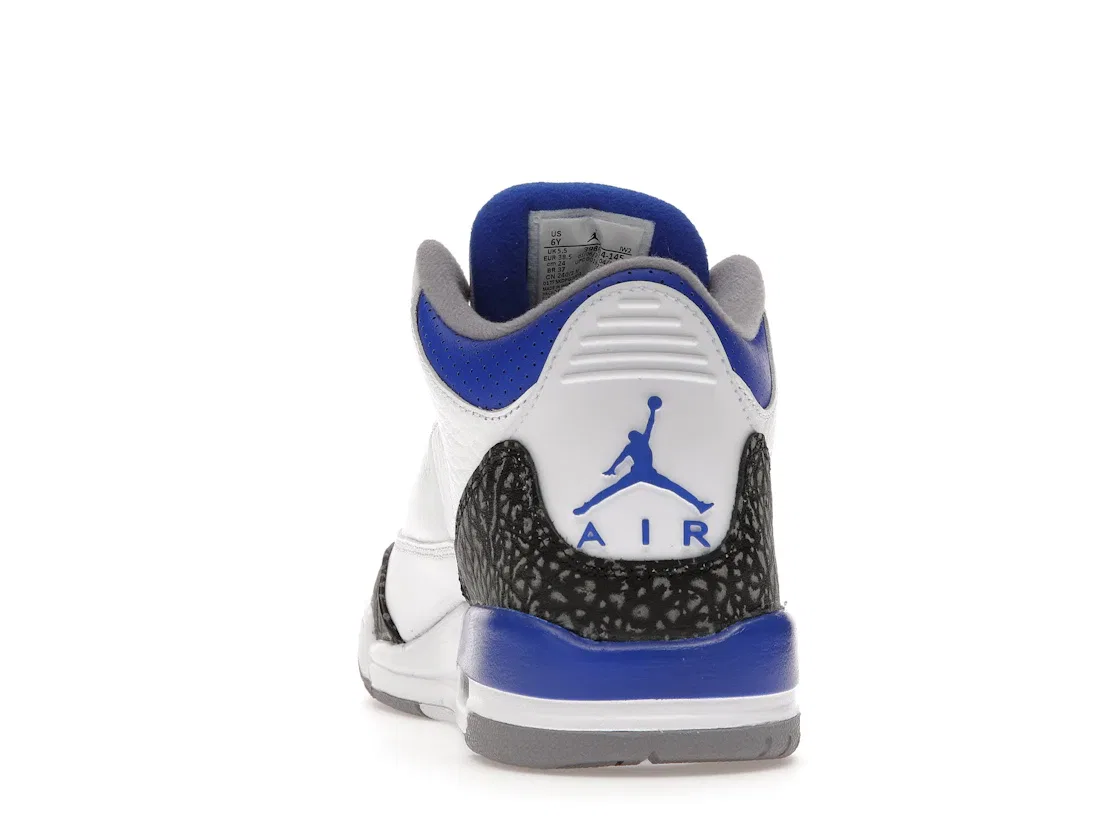 Детские кроссовки Lifestyle с принтом слоновой кости Jordan 3 Retro, White/Black-Cement Grey-Racer Blue — фото 4