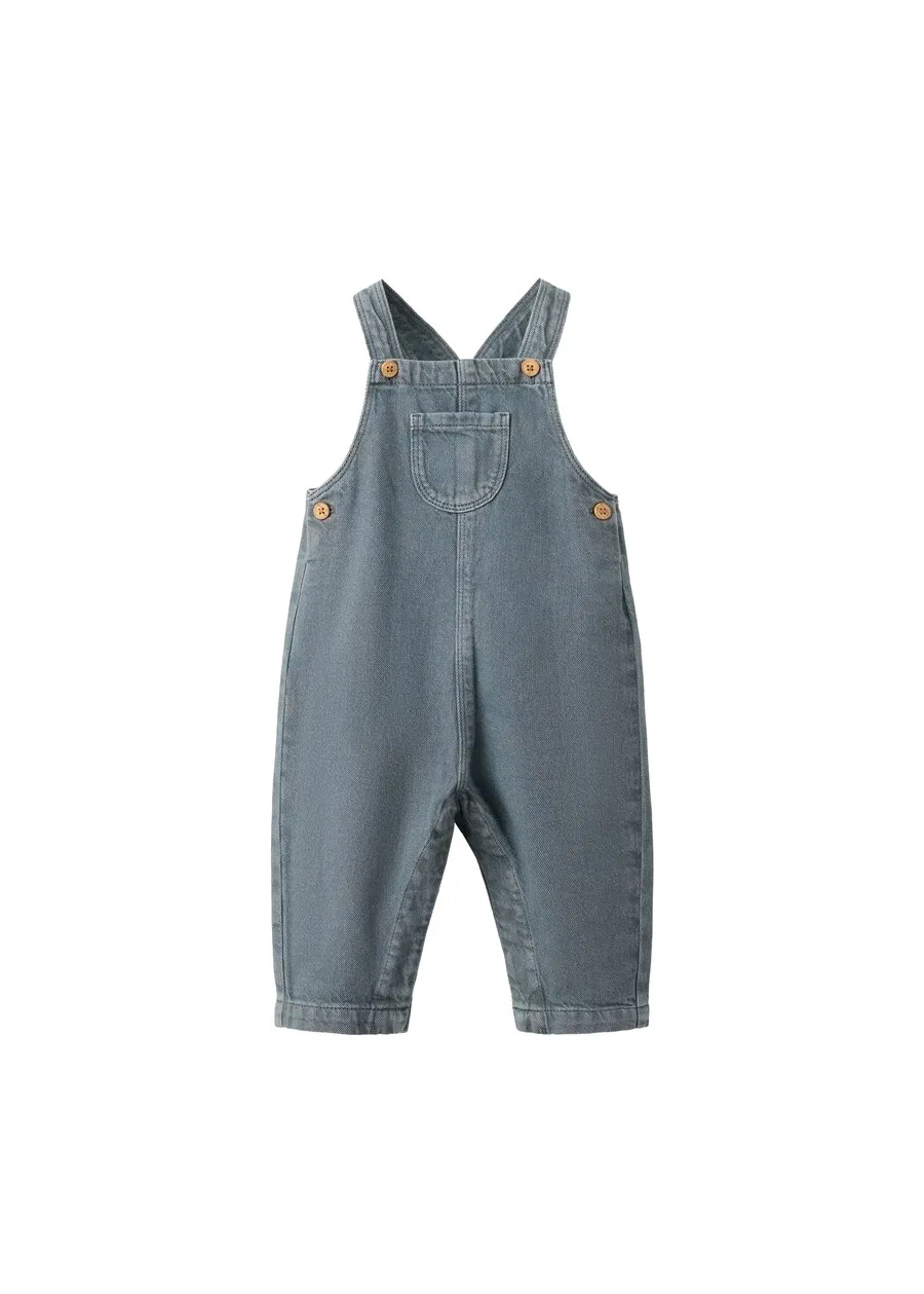 Детский свободный комбинезон MANGO KIDS 'PINE' из синей джинсовой ткани