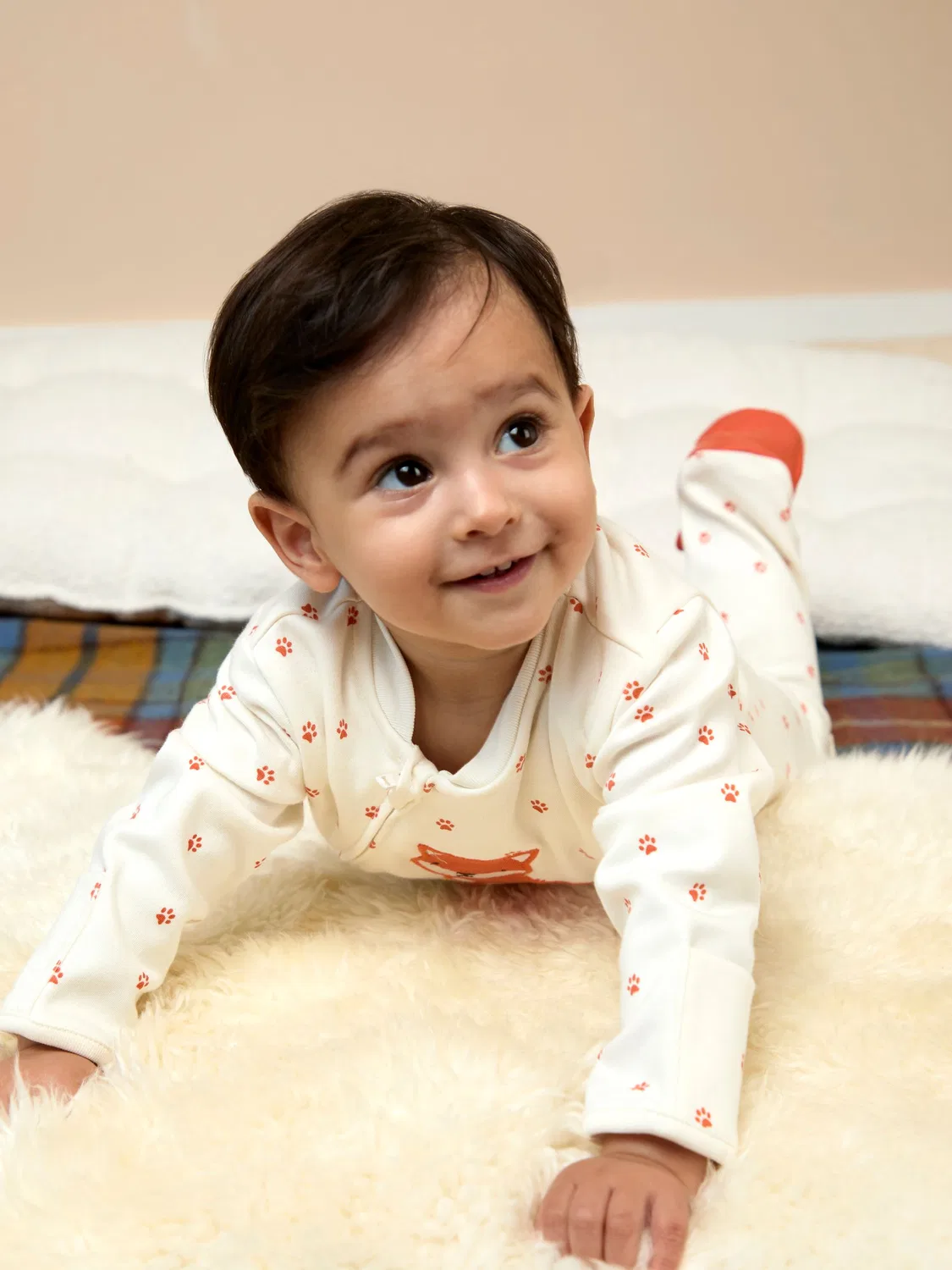 Комбинезон с аппликацией лисы, JoJo Maman Bébé, кремовый — фото 3