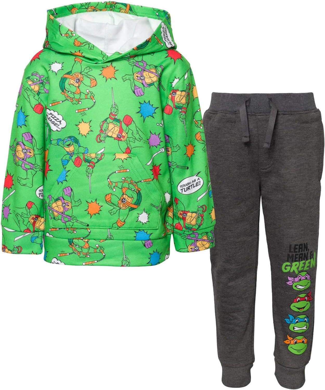 

Детский флисовый костюм Teenage Mutant Ninja Turtles, Hoodie And Pants, 2 предмета, зеленый/серый