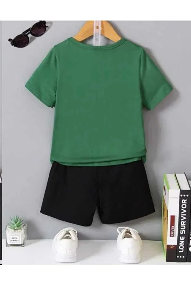 Детский комплект для девочек с принтом Tom and Jery Nice Clothes, Bottom Black Top Green — фото 2