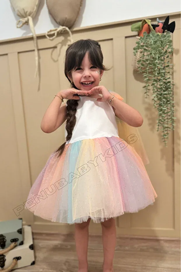 Детское платье для девочек с блестящим принтом Penu Baby Kids, Multicolor — фото 3