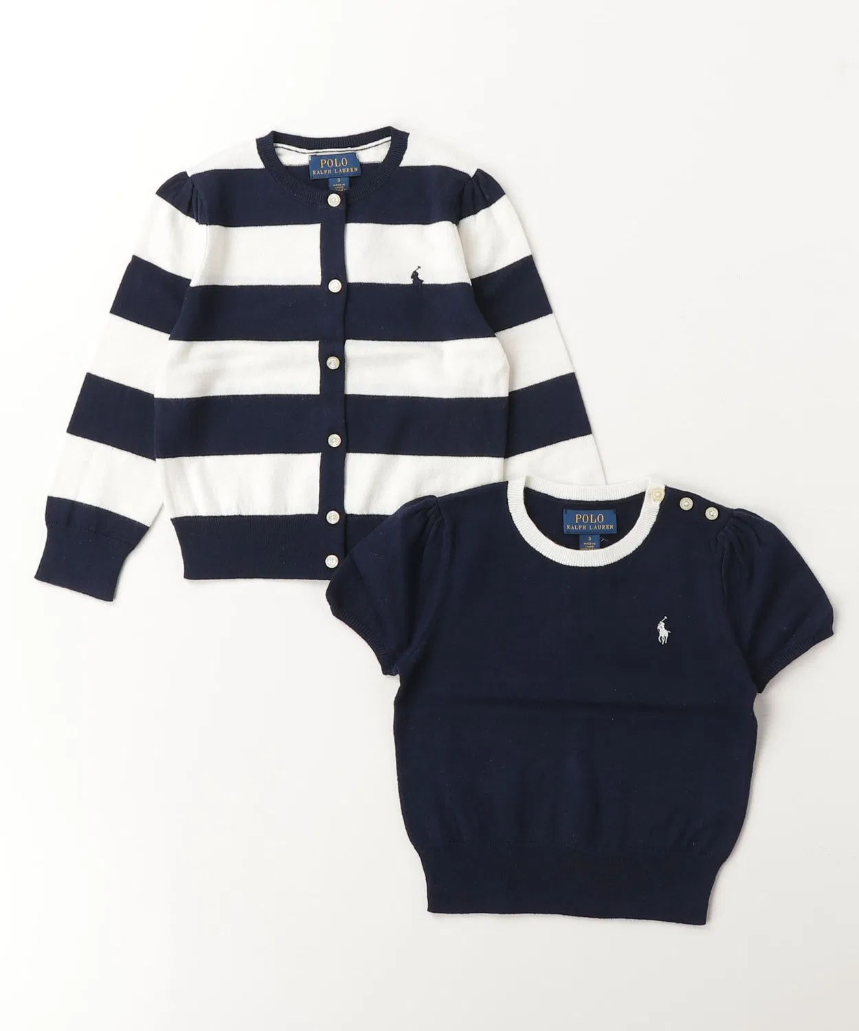 POLO RALPH LAUREN CHILDRENSWEAR Детский комплект из футболки и кардигана с принтом Polo Ralph Lauren, Navy — фото 3