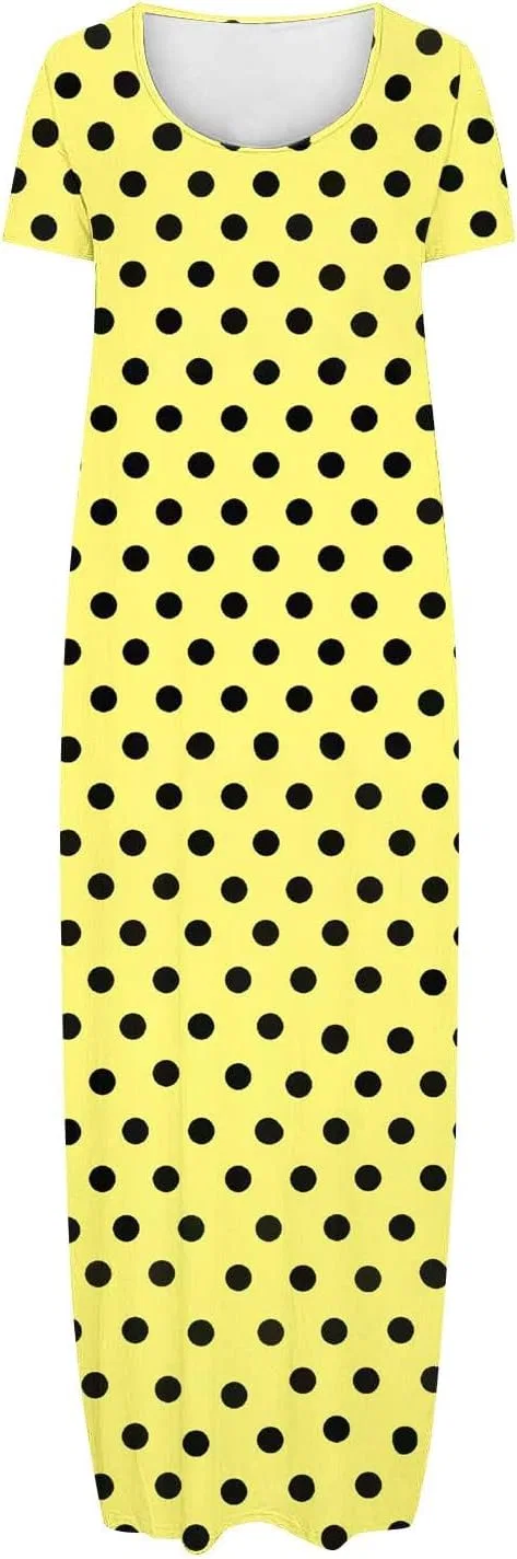 Женское летнее свободное платье с карманами, Yellow — фото 4