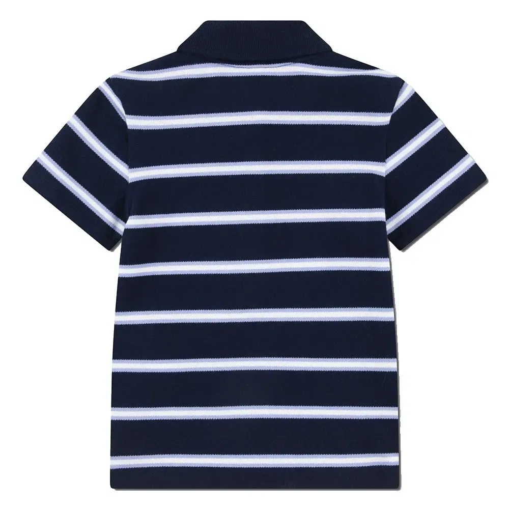 Поло с коротким рукавом в полоску Lacoste Kids, синий — фото 2