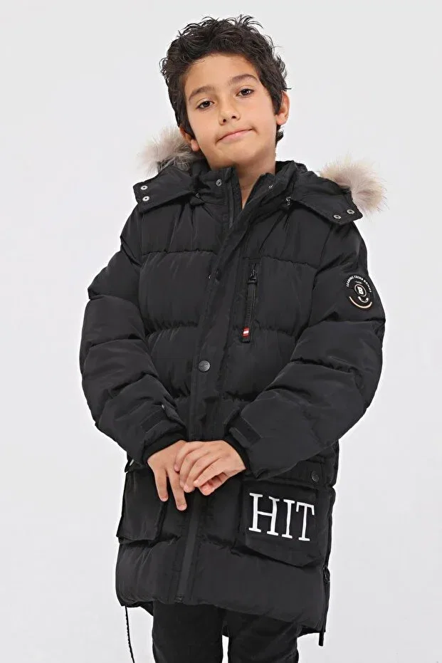Детское пальто для девочек с длинным рукавом Benitto Kids, Black — фото 3