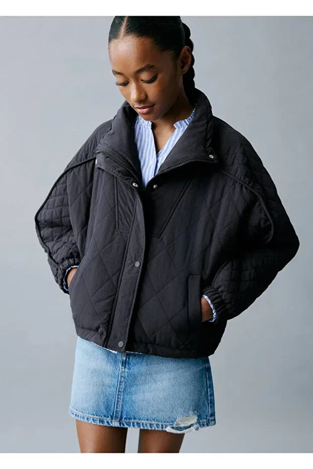 Детское пальто для девочек с утеплителем Mango Kids, Navy Blue