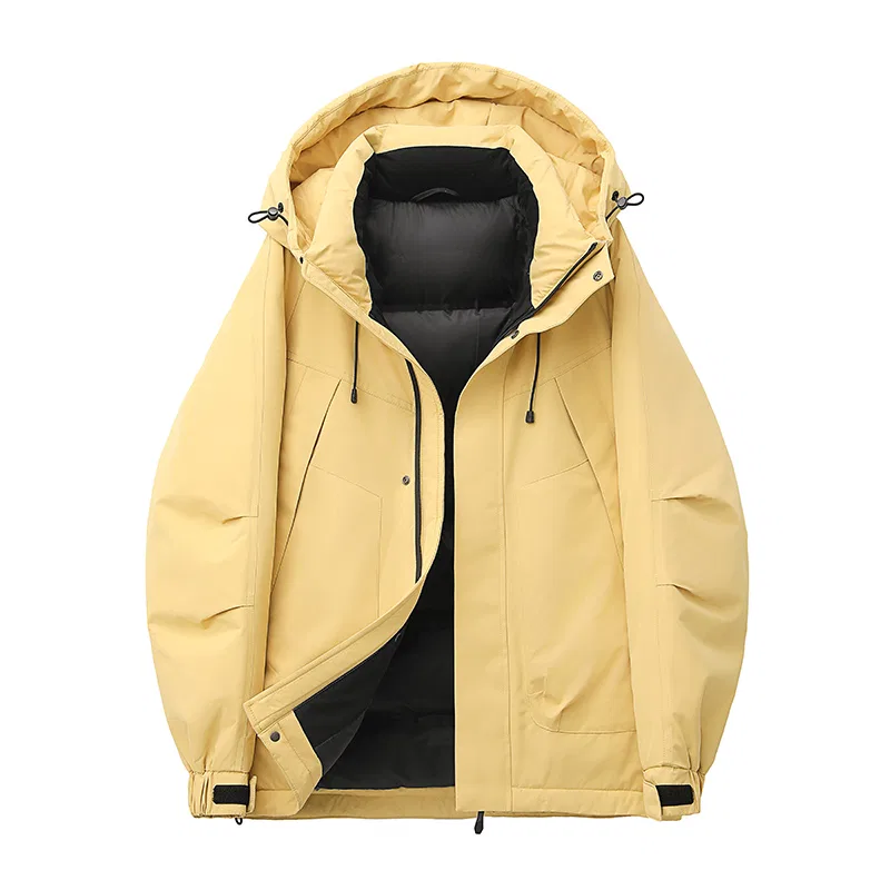 Детское утепленное пальто с капюшоном, Unisex Hooded Moderate Workwear, YALU, Yellow