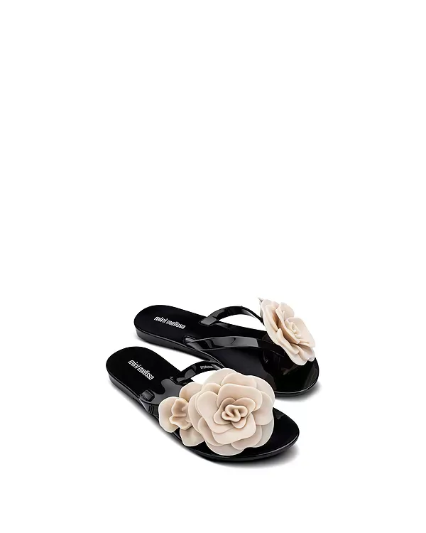 Детские шлепанцы Harmonic Petals - для малышей, детей постарше. Mini Melissa, Black/Beige