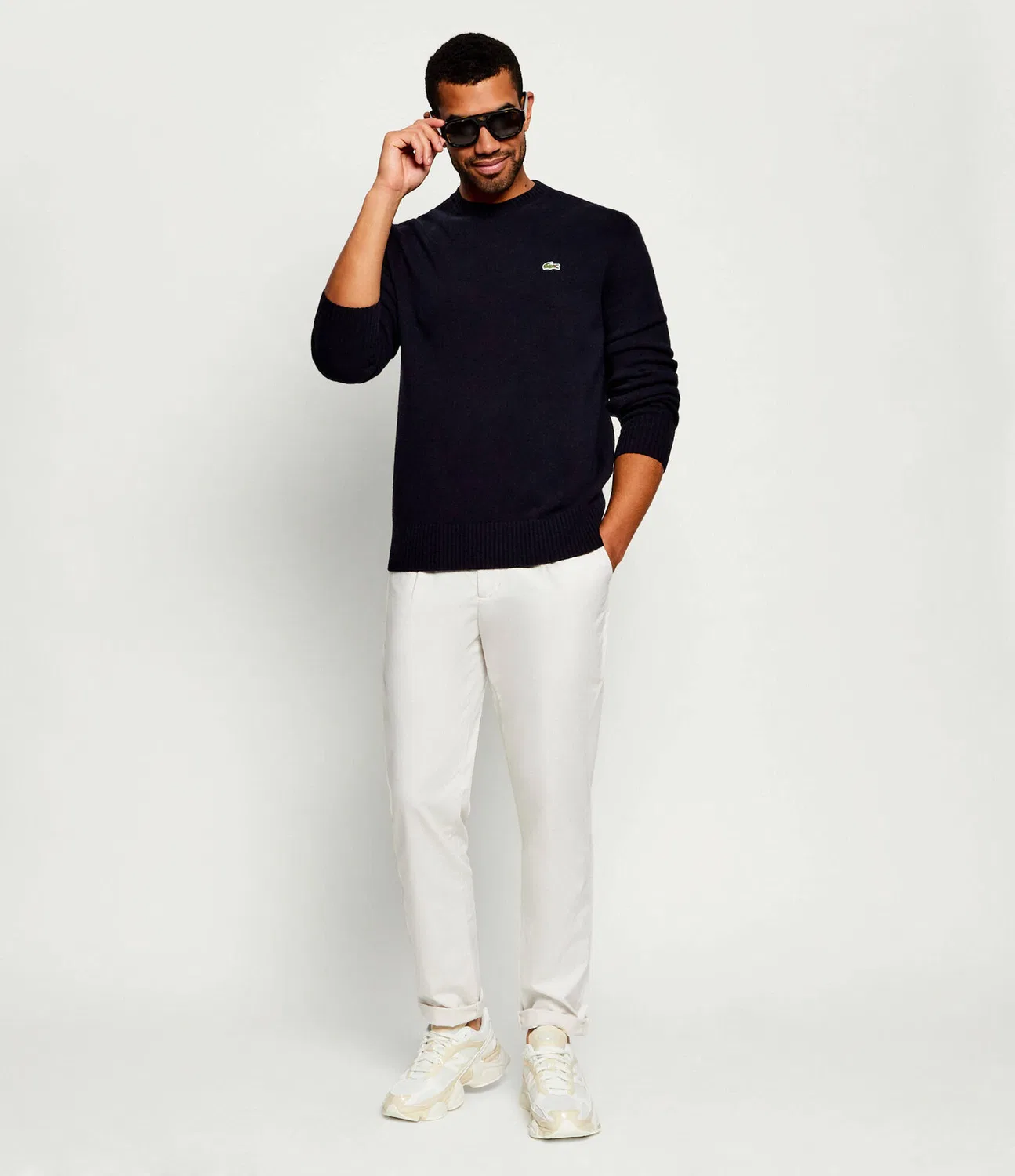 Свитер из шерсти Lacoste, темно-синий — фото 2